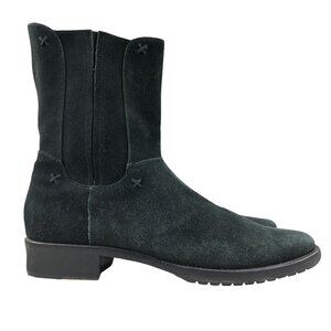 Cole Haan Women's Size 9AA Black Leather Suede Side Zip Western Ankle Boots